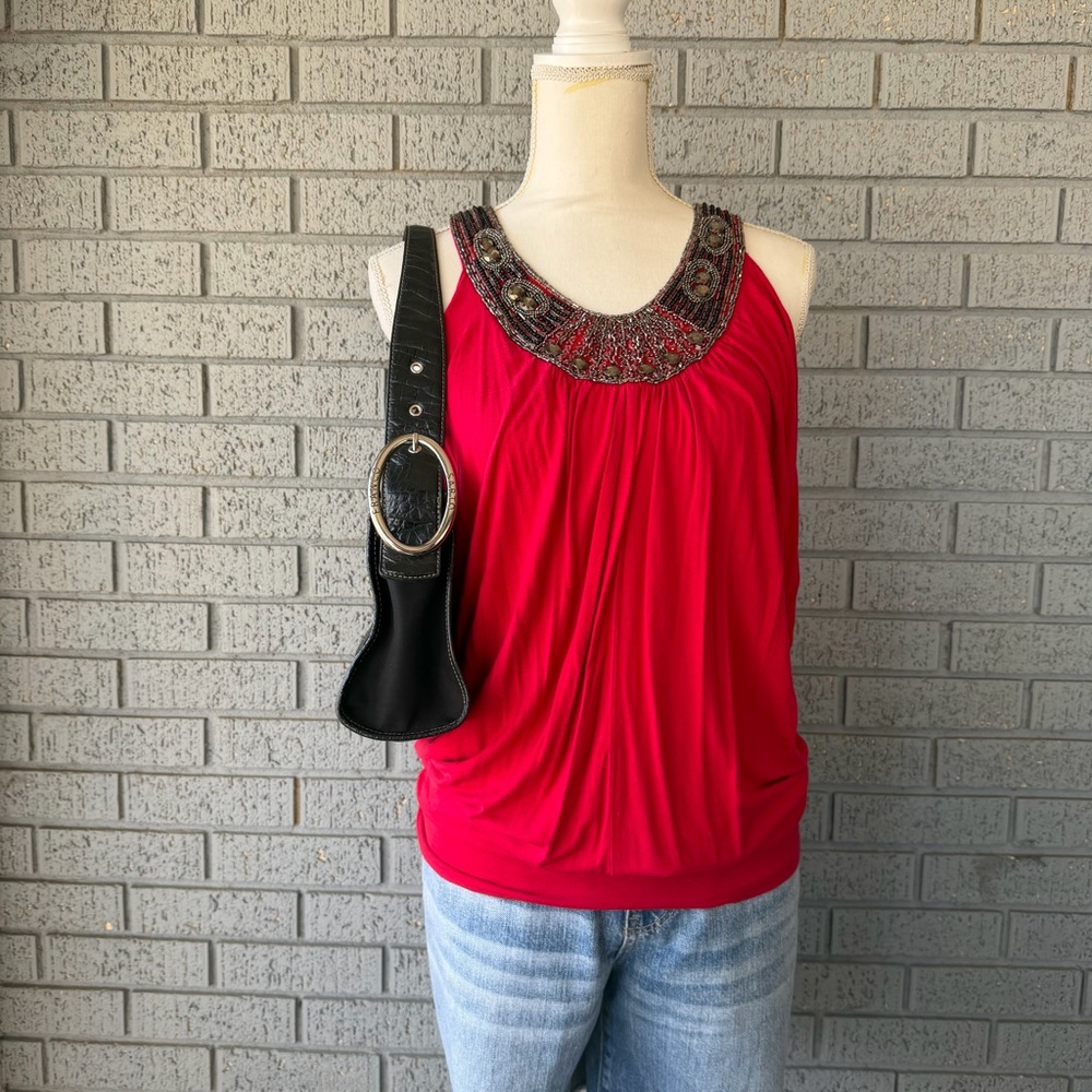 Y2K Cache Halter Top Red Size Medium Made in USA Going Out Top